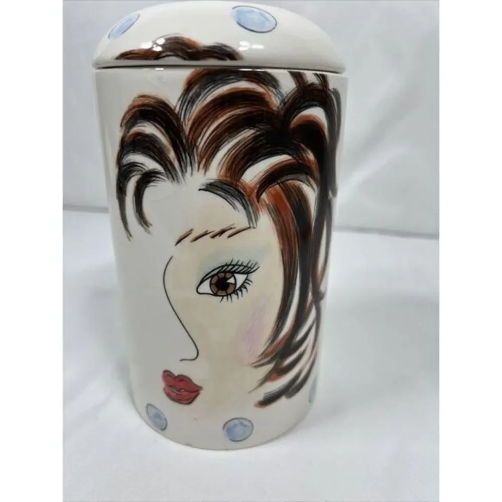 Cheryl Thompson Atmosphere Lady Face Covered Dishes Storage Canister Art‎ Decor